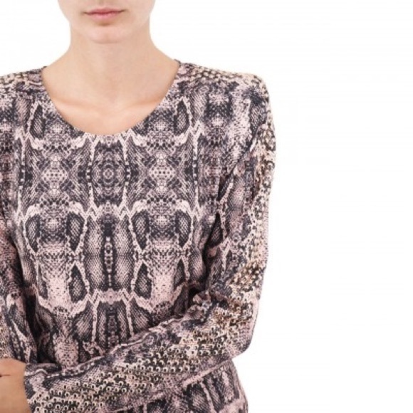 Aniye By Python Print Studded Sleeve Mini Sheath Dress Size Medium - Picture 2 of 15